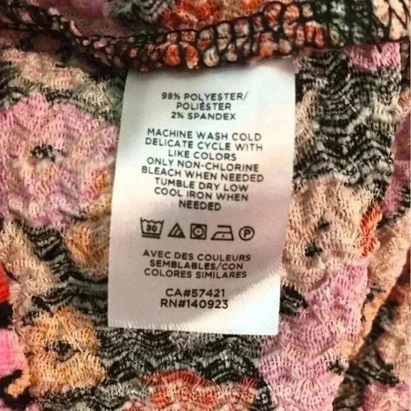 Loft Womens Medium Multicolor Floral Tie Waist Blouse Button Front Stretch S/S - Picture 6 of 6